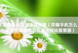 荣耀手机怎么录制屏幕（荣耀手机怎么录制屏幕视频怎么添加到设置里面）