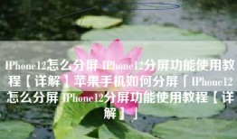 IPhone12怎么分屏 IPhone12分屏功能使用教程【详解】苹果手机如何分屏「IPhone12怎么分屏 IPhone12分屏功能使用教程【详解】」