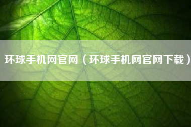 环球手机网官网（环球手机网官网下载）