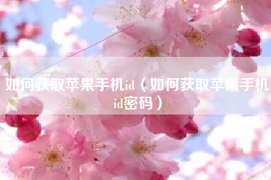 如何获取苹果手机id（如何获取苹果手机id密码）